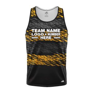 Custom Fully Sublimated BMX Abstract Pattern Black Yellow Performance Tank Top 24505