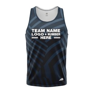 Custom Fully Sublimated Cross Stripes Pattern Dark Blue Performance Tank Top 24561