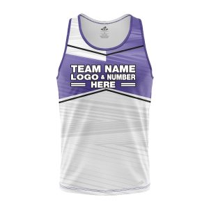 Custom Fully Sublimated Black Line Pattern Berry White Performance Tank Top 24629