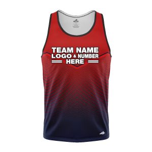 Custom Fully Sublimated Bold  Pattern Red Blue Performance Tank Top 24799
