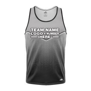 Custom Fully Sublimated Bold  Pattern Black Gray Performance Tank Top 24803