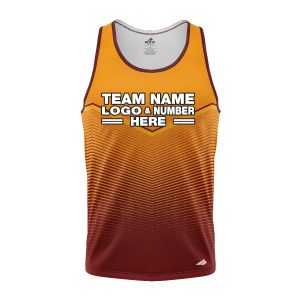 Custom Fully Sublimated Bold Pattern Orange Red Performance Tank Top 24807
