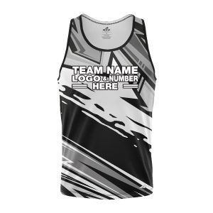 Custom Fully Sublimated Energetic Pattern Black Gray White Performance Tank Top 24815