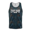 Custom Fully Sublimated Psychedelic Pattern Black Gray Blue Performance Tank Top 24861