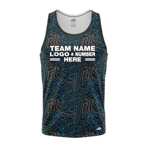 Custom Fully Sublimated Psychedelic Pattern Black Gray Blue Performance Tank Top 24861
