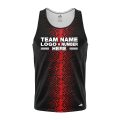 Custom Fully Sublimated Pixel Stripe Pattern Black Red Performance Tank Top 24873