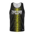 Custom Fully Sublimated Pixel Stripe Pattern Black Yellow Performance Tank Top 24877