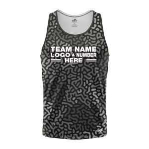 Custom Fully Sublimated Monochrome Maze Pattern Black Performance Tank Top 24889
