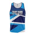 Custom Fully Sublimated Intricate Lines Pattern Blue White Performance Tank Top 24913