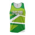 Custom Fully Sublimated Intricate Lines Pattern Green White Performance Tank Top 24917