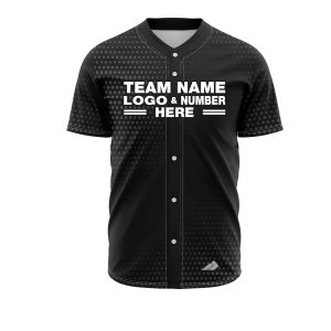Custom Fully Sublimated Dots Pattern Black Gray Performance Baseball Softball Full Buttons Jersey 25020