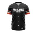 Custom Fully Sublimated Elegant Seven Pattern Black Orange White Performance Baseball Softball Full Buttons Jersey 25022