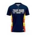 Custom Fully Sublimated Multicolor Waist Pattern Dark Blue Yellow Orange Red Performance Baseball Softball Two Buttons Jersey 25054