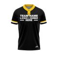 Custom Fully Sublimated Solid Five Pattern Black Yellow White Performance Baseball Softball Two Buttons Jersey 25057