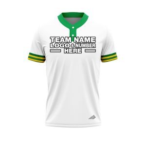 Custom Fully Sublimated Elegant Three Pattern White Yellow Green Performance Baseball Softball Two Buttons Jersey 25060