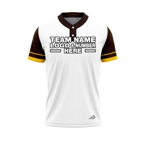 Custom Fully Sublimated Elegant Four Pattern White Yellow Black Performance Baseball Softball Two Buttons Jersey 25061