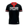 Custom Fully Sublimated Elegant Five Pattern Black Red White Performance Baseball Softball Two Buttons Jersey 25063