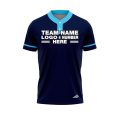 Custom Fully Sublimated Elegant Six Pattern Dark Blue SkyBlue Performance Baseball Softball Two Buttons Jersey 25064