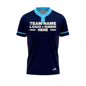 Custom Fully Sublimated Elegant Six Pattern Dark Blue SkyBlue Performance Baseball Softball Two Buttons Jersey 25064