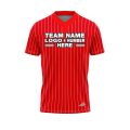 Custom Fully Sublimated Vertical Stripes Nine Pattern Red White Performance Baseball Softball Two Buttons Jersey 25066