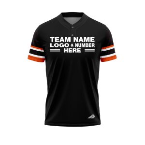 Custom Fully Sublimated Elegant Seven Pattern Black Orange White Performance Baseball Softball Two Buttons Jersey 25067