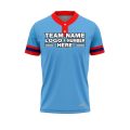 Custom Fully Sublimated Elegant Eight Pattern SkyBlue Red Performance Baseball Softball Two Buttons Jersey 25068