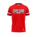 Custom Fully Sublimated Solid Ten Pattern Red Blue White Performance Baseball Softball Two Buttons Jersey 25072