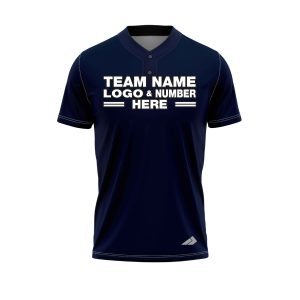 Custom Fully Sublimated Strong Pattern Dark Blue Performance Baseball Softball Two Buttons Jersey 25073