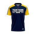 Custom Fully Sublimated Radiant Pattern Dark Blue Yellow Performance Baseball Softball Two Buttons Jersey 25079