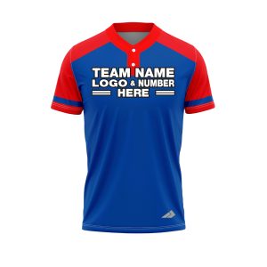 Custom Fully Sublimated Radiant Six Pattern Blue Red Performance Baseball Softball Two Buttons Jersey 25083