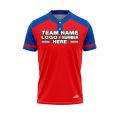 Custom Fully Sublimated Radiant Seven Pattern Red Blue Performance Baseball Softball Two Buttons Jersey 25084