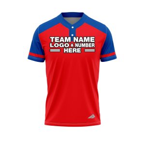 Custom Fully Sublimated Radiant Seven Pattern Red Blue Performance Baseball Softball Two Buttons Jersey 25084