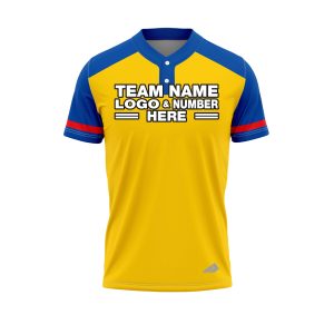 Custom Fully Sublimated Radiant Eight Pattern Yellow Blue Red Performance Baseball Softball Two Buttons Jersey 25085