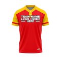 Custom Fully Sublimated Radiant Nine Pattern Red Yellow Performance Baseball Softball Two Buttons Jersey 25086