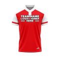 Custom Fully Sublimated Radiant Ten Pattern Red White Performance Baseball Softball Two Buttons Jersey 25087