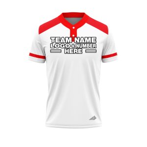 Custom Fully Sublimated Radiant Eleven Pattern White Red Performance Baseball Softball Two Buttons Jersey 25088