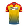 Custom Fully Sublimated Faded from the Bottom Two Pattern Yellow Red Blue Performance Baseball Softball Two Buttons Jersey 25089