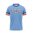 Custom Fully Sublimated Horizontal Stripes on Sleeves Pattern Baby Blue Red White Performance Baseball Softball Jersey 25116