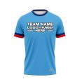 Custom Fully Sublimated Horizontal Stripes on Sleeves Two Pattern SkyBlue Red Blue Performance Baseball Softball Jersey 25117