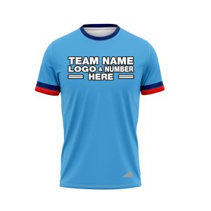 Custom Fully Sublimated Horizontal Stripes on Sleeves Two Pattern SkyBlue Red Blue Performance Baseball Softball Jersey 25117